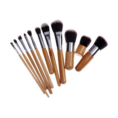 JBS 11 Piece Makeup Bamboo Handle Premium Synthetic Brush Set With Bag