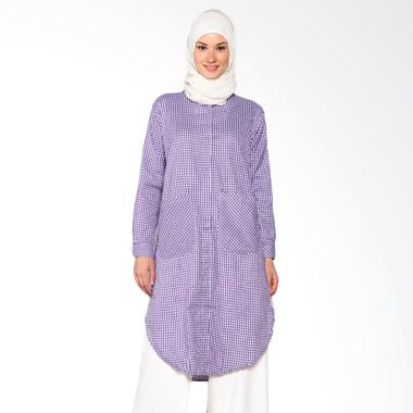 Chick Shop Simple Checkered Oval Long Shirt CO-68-02-U Baju Moslem - Purple