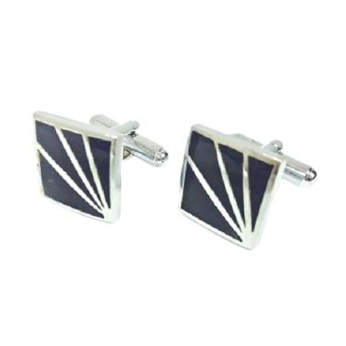 Houseofcuff Cufflinks French Cuff Square BW 003 Manset Kancing Kemeja Silver