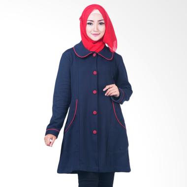 Believe BJM-03 Jaket Parka Ziper Hoodie Casual Kaos Jaket Muslim Wanita - Biru