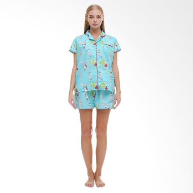 Madeleine Piyama Sunny Short Setelan Pakian Tidur Wanita - Blue