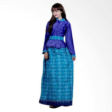 Batik Putri Ayu Solo G4 Gamis Batik Katun dan velvet - Biru