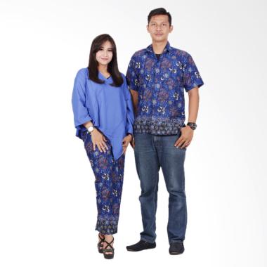Batik Putri Ayu Solo srd201 Batik Sarimbit Dress - Biru Tua