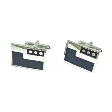 Houseofcuff Cufflinks French Cuff Rectangle BW 003 Manset Kancing Kemeja Silver