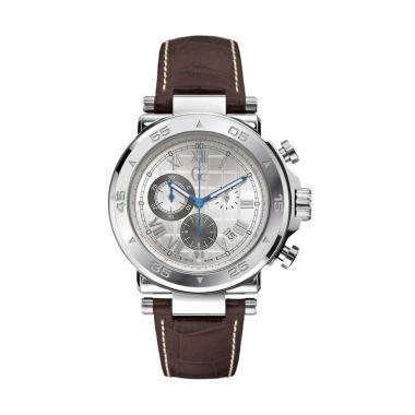 GUESS COLLECTION Leather Jam Tangan Pria Gc X90001G1S - Silver Coklat
