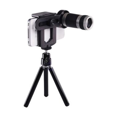 Lens Zoom Mobile Phone Telescope with Mini Universal Tripod - Black