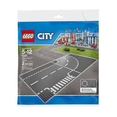 LEGO City 7281 T Junction and Curved Road Plates Mainan Blocks and Stacking Toys Yellow Mustard