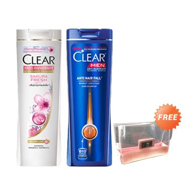 Clear Sakura Fresh Shampoo 340 mL d ... ampoo 170 mL + Free Pouch