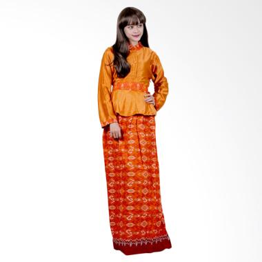 Batik Putri Ayu Solo G4 Gamis Batik Katun dan Velvet - Orange