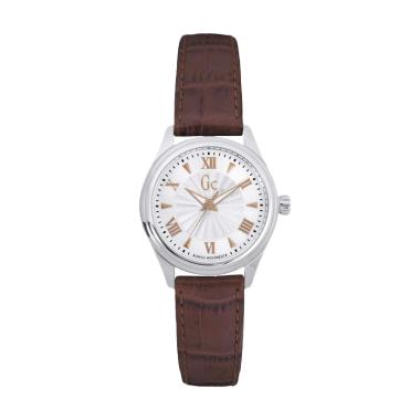 Guess Collection Gc Y03006L1 Leather Jam Tangan Wanita - Brown Silver