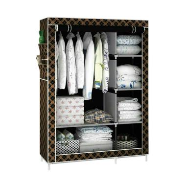 Gogo Model Clothes Rack Cloth with Cover Lemari Pakaian - Hitam