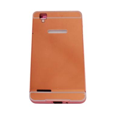 QCF Bumper Mirror Alumunium Metal Sliding Hardcase Casing for Oppo F1 A35 - Rose Gold