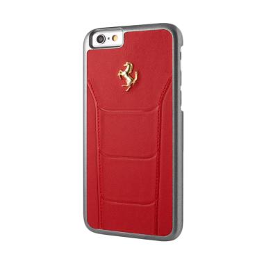 Ferrari Gold Debossed Leather Casin ... or iPhone 6S Plus - Merah