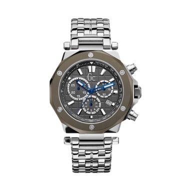 GUESS COLLECTION Gc Stainless Jam Tangan Pria X72009G5S - Silver Hitam Silver