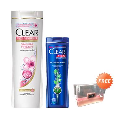 Clear Sakura Fresh Shampoo 340 mL d ... ampoo 170 mL + Free Pouch