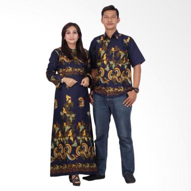 Batik Putri Ayu Solo Gamis Modern srg201 Baju Batik Couple - Biru