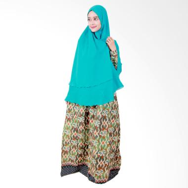 Batik Putri Ayu Solo Gamis Syari GH3 Dress Muslim - Hijau Muda