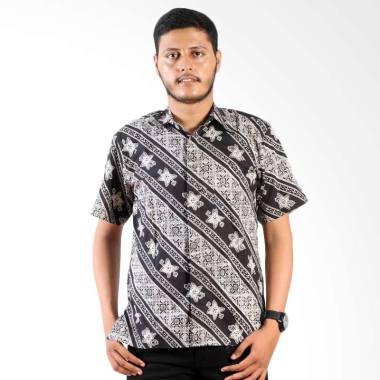 Batik Printing Pria Kemeja Lengan P ... embang Cengkeh Monochrome