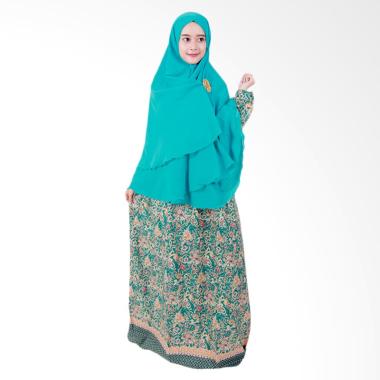 Batik Putri Ayu Solo Gamis Syari GH3 Dress Muslim - Hijau Tosca