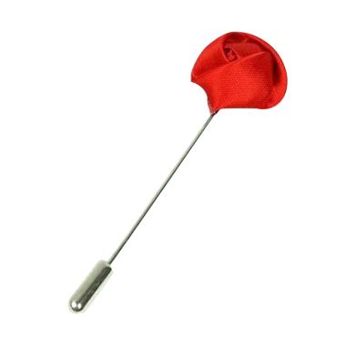 Houseofcuff Collar Bar Flower Satin Lapel Pin Bros Jas Wedding Best Man - Red Merah