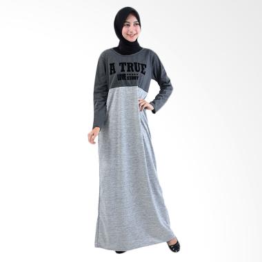 Jfashion True Love Kombinasi Warna Plus Printing Tangan Panjang Gamis - Abu tua Jfashion True Love Kombinasi Warna Plus Printing Tangan Panjang Gamis - Abu tua