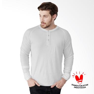 Morning Whistle Man Button Tee Long Sleeve T-Shirt Pria - White Dove