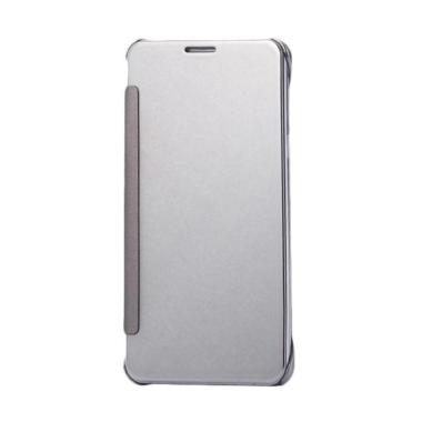 OEM Wallet Mirror View Flip Cover Casing for Samsung Galaxy S6 Edge Plus - Silver