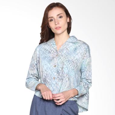 Batik Pria Tampan Women Nature Grunge Grid Blouse WBLPJ-10162312C Atasan Wanita - Nature
