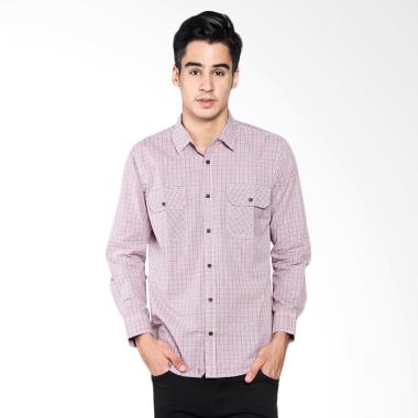 Oberoi TSP Razored Gingham Shirt Pria Pria - Grey