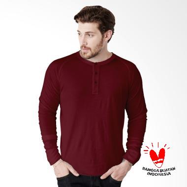 Morning Whistle Man Button Tee Long ... Pria - Maroon Red Oriole