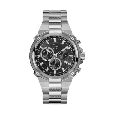 Guess Collection Gc Cableforce Chronograph Stainless Jam Tangan Pria Y24003G2 - Hitam Silver