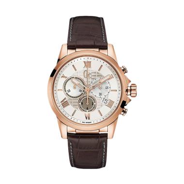 Guess Collection Gc Esquire Chronograph Leather Jam Tangan Pria Y08006G1 - Rosegold Brown