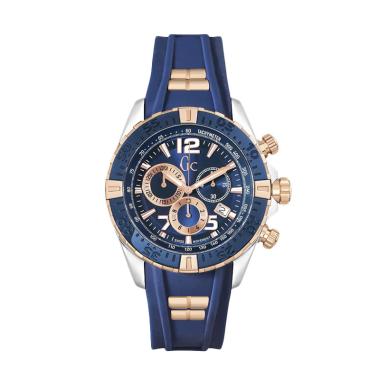 Guess Collection Y02009G7 Gc Sportracer Chronograph Jam Tangan Pria - Blue Rose Gold Blue