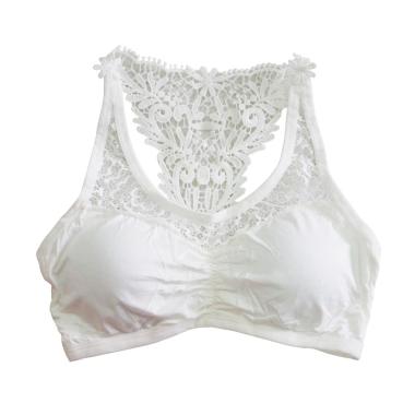 Cutevina Sport Fashion Lace Bra Tan ... am Wanita - White (LL007)