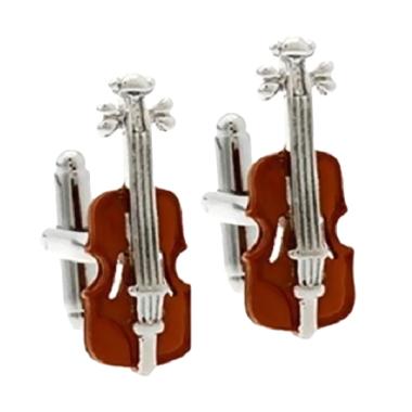 Houseofcuff Cufflinks Classic Violin French Cuff Wedding Best Man Manset Kancing Kemeja Silver Blast