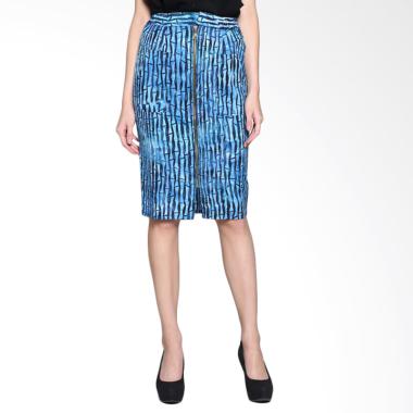 Batik Pria Tampan Women WSKPD-27091601C Abstrak Bamboo Stripe Solid Blue Rok Wanita - Blue