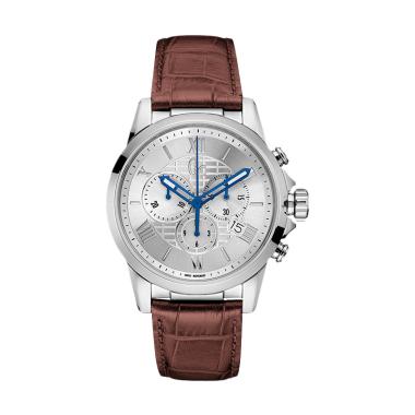 Guess Collection Chronograph Leather Jam Tangan Pria Esquire Y08005G1 - Brown Silver Gc Brown