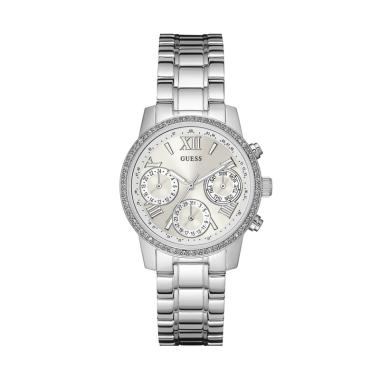 GUESS W0623L1 Mini Sunrise Guess Watch Diamond Kyrstal Stainless Steel Jam Tangan Wanita - Silver