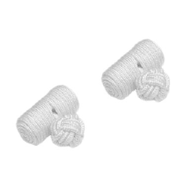 Houseofcuff Cufflinks French Cuff Wedding Best Man Silk Knot Barrel Manset Kancing Kemeja - White Wh