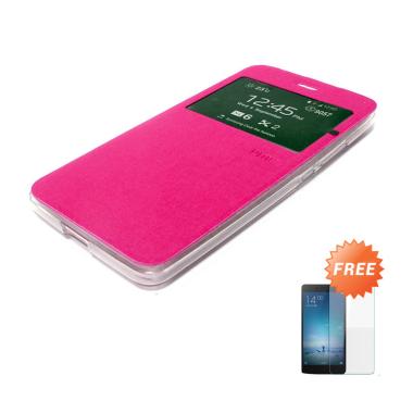 Ume Leather Flip Cover Casing for Samsung Galaxy Note 5 or N9200 - Pink + Free
