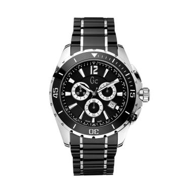 Guess Collection Gc Sport Class XXL Chronograph Ceramic Jam Tangan Pria X76002G2S - Black Silver Bla