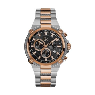 Guess Collection Gc Cableforce Chronograph Stainless Jam Tangan Pria Y24002G2 - Silver Rose Gold Bla