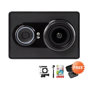 Xiaomi Yi International Action Camera - Hitam [16 MP]+ Free Waterproof Housing + Tongsis Attanta SMP-07 + Sandisk Micro SD Card 16 GB Class 10 + Small Bag