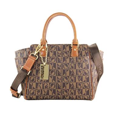 Bonia Classic Monogram Satchel Bag - Brown