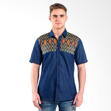 Rianty Hem Jeans Kom Batik 2 Kemeja Pria - Blue