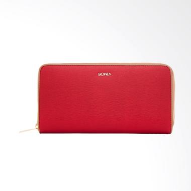 DISKON Bonia Leather Zip Purse Dompet Wanita - Carmine LARIS MANIS