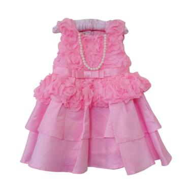 GBS Pink Rose Dress With Neklace