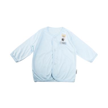 Fluffy Kancing Depan Baju Panjang Bayi - Blue
