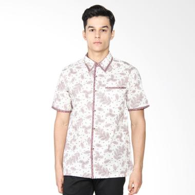 Batik Arjunaweda Men Hem Batik Bunga Padi Kemeja Pria - Ungu 53303055