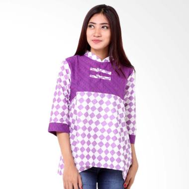 Batik Distro BA8345 Blus Wanita Shanghai Embos - Ungu